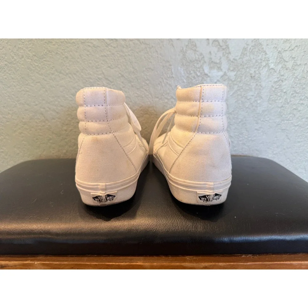 Vans Sk8-Hi High Top Sneakers Mens 7 Womens 8.5 True White Canvas Skate Shoes